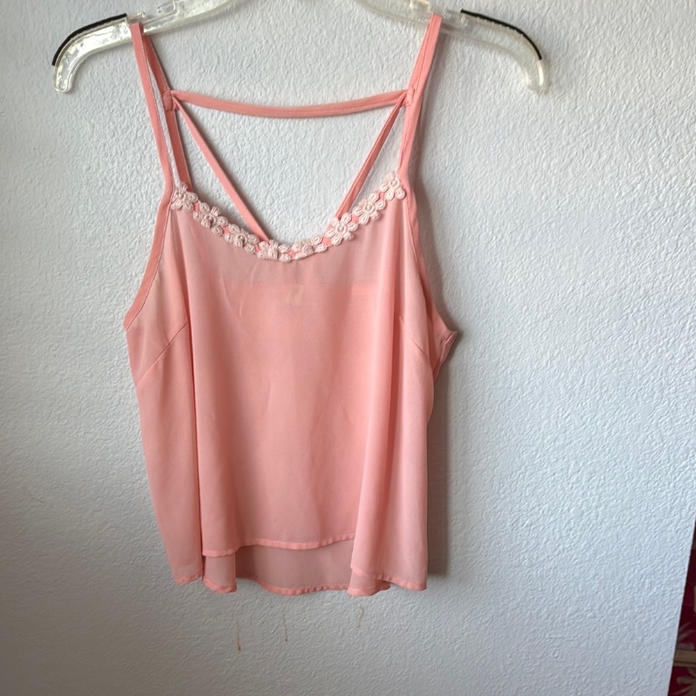 Pink Lace Trim Cami Top